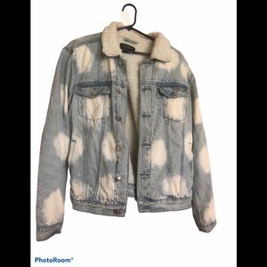 PacSun Sherpa Bleached Denim Trucker Jacket